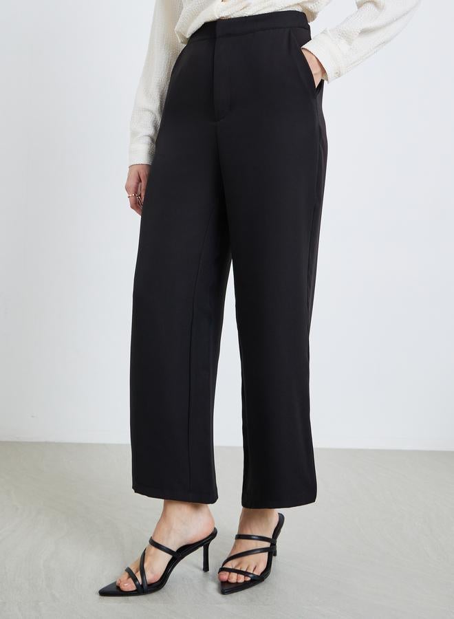 Styli Women Black Wide Leg Trousers - Image 1